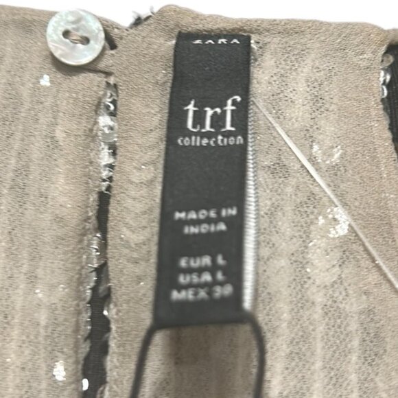 Zara TRF Silver Sequin Halter Top | Large | Back Button Neck Closure | NWOT - Picture 9 of 13